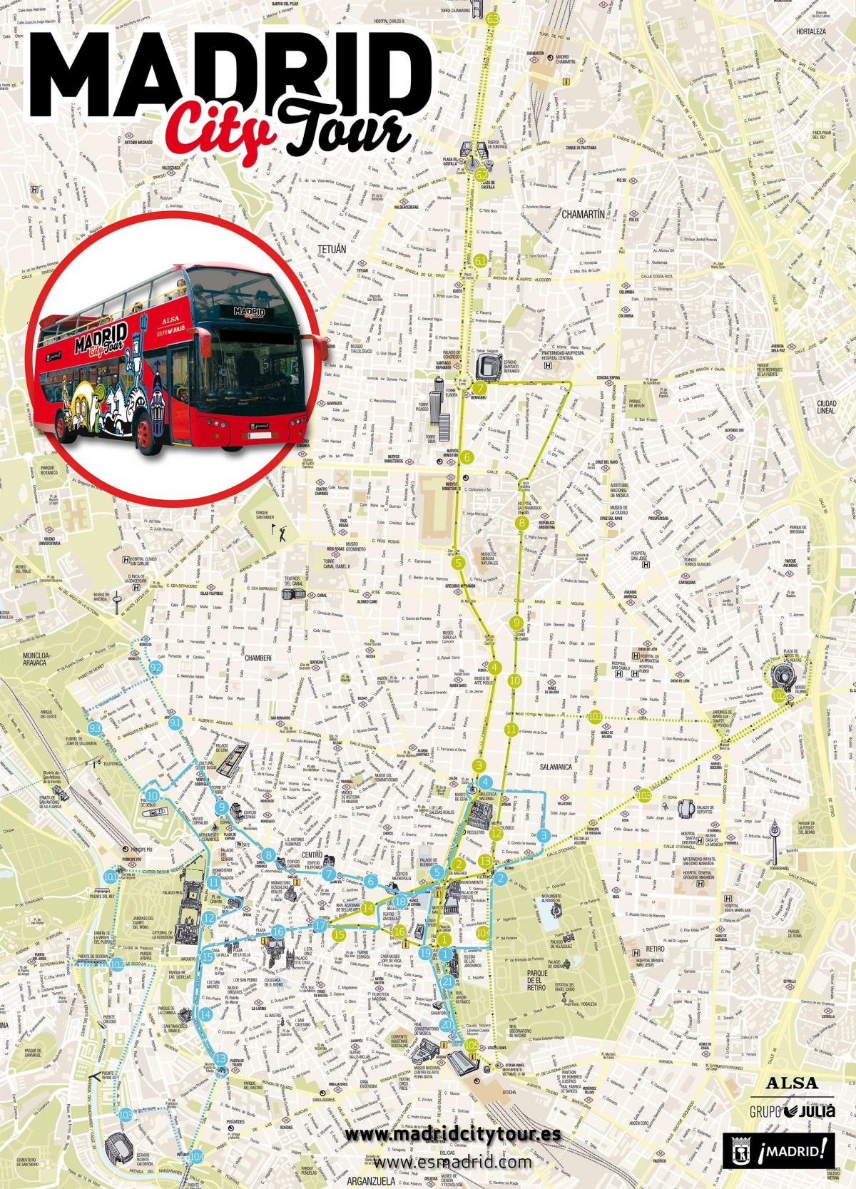 Мадрид хотын автобусны аялал жуулчлалын газрын зураг