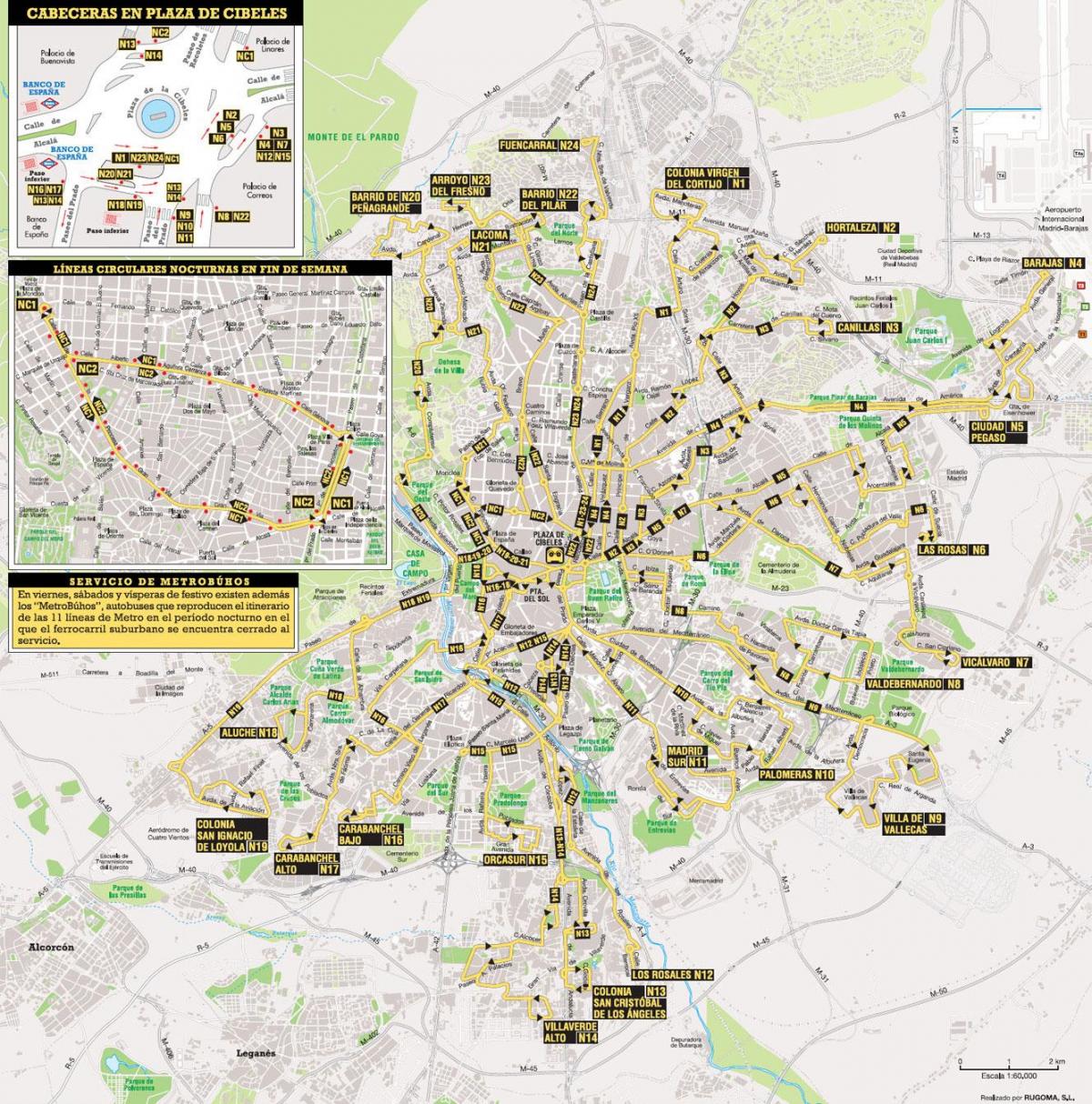 автобусны маршрут Мадрид газрын зураг