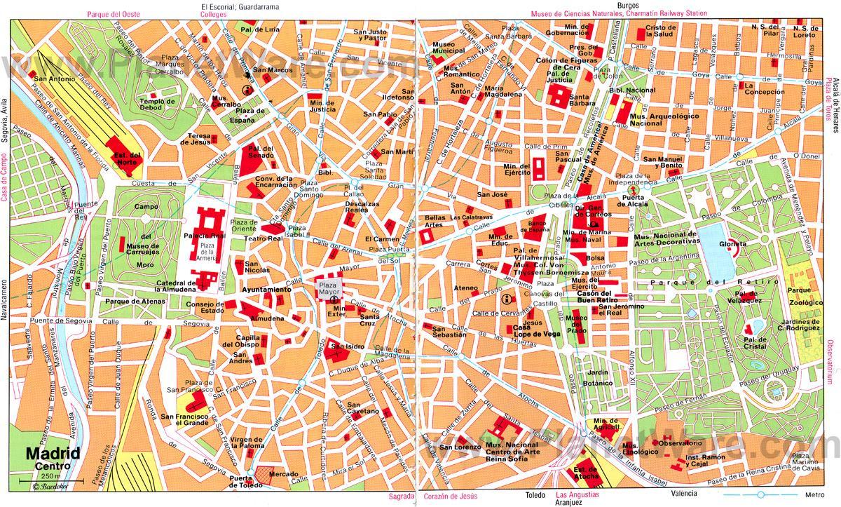 Мадрид хотын төв гудамжны газрын зураг