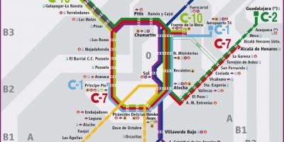 Мадрид төмөр замын газрын зураг нь